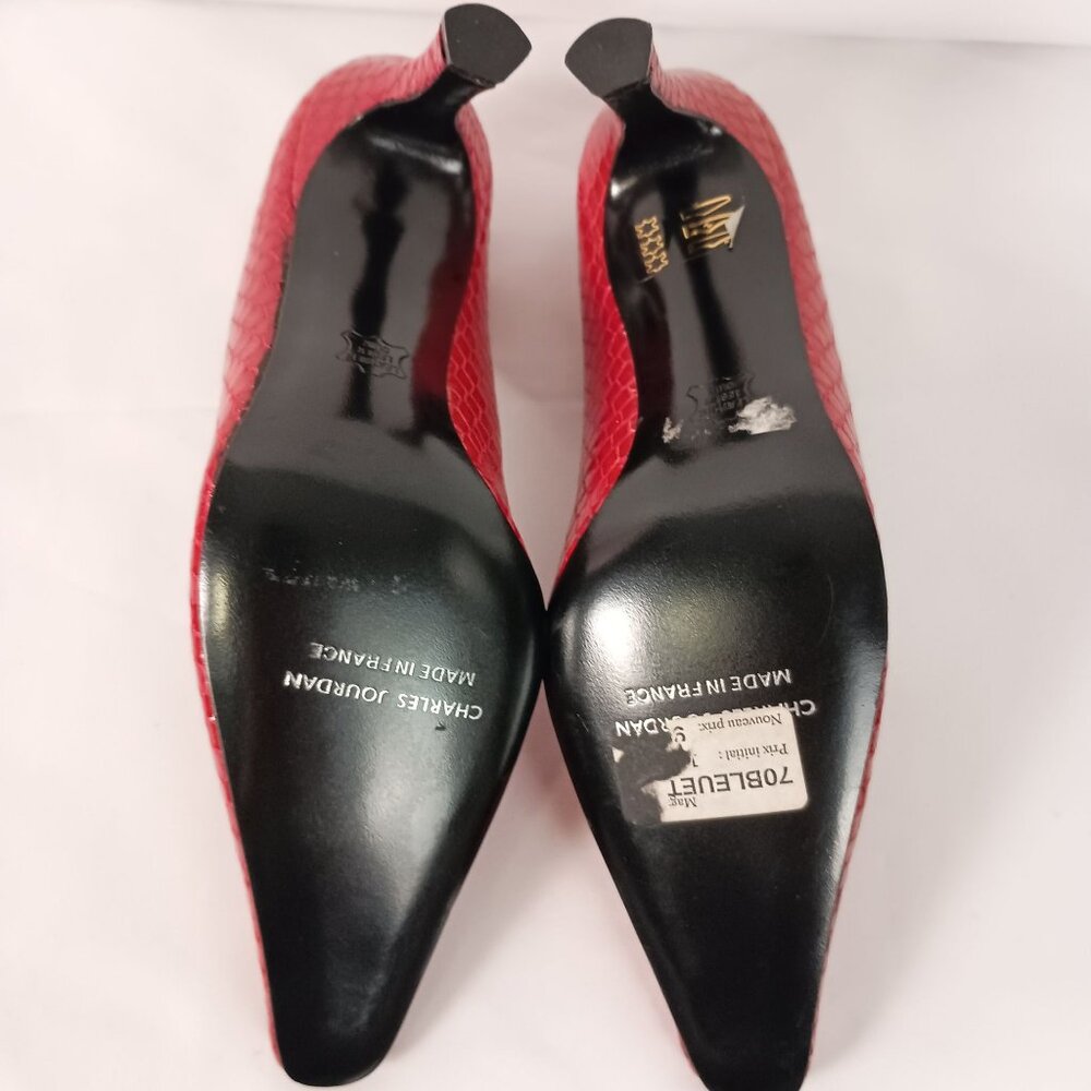 Charles Jourdan Python Red Patent Leather Pumps H… - image 7